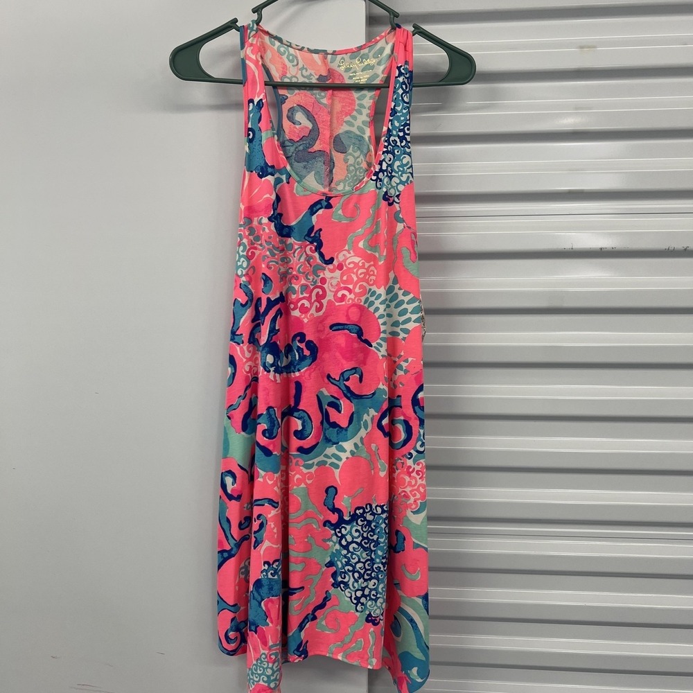 Lilly Pulitzer Dress Womens XXS Pink Tropical Floral Pima Cotton Swing Tank